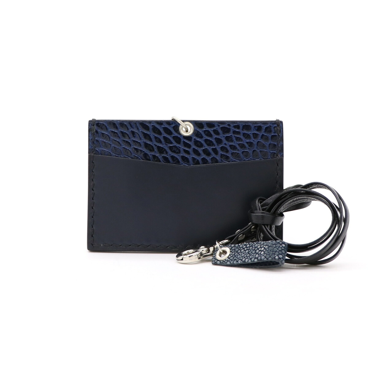【数量限定・即納】[Jinastory] Card Holder ネイビー&times;ブルー　本革/カードホルダー/カードケース｜J comma
