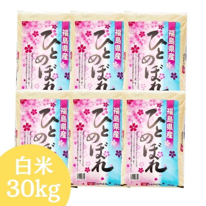 福島県産ひとめぼれ 30kg(5kg×6袋) 令和7年産 送料無料 白米 30kg 米 30kg お米　30kg (沖縄・離島別途送料追加)