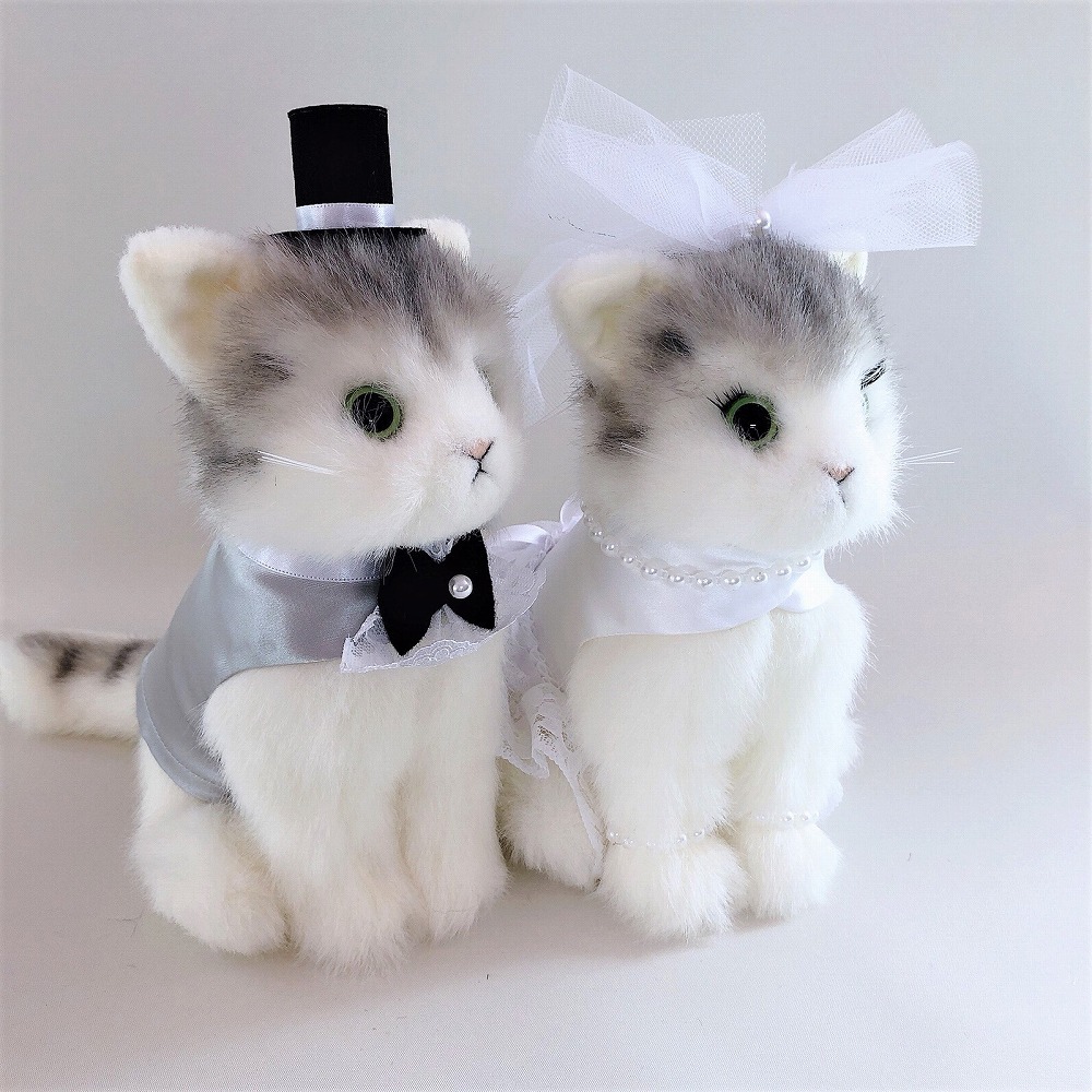 日本製真のシリーズ ねこ 猫 タイガーグレーペア トラ 猫 ウェルカムドール 結婚 ぬいぐるみ 受信 Ritzattorneys Com