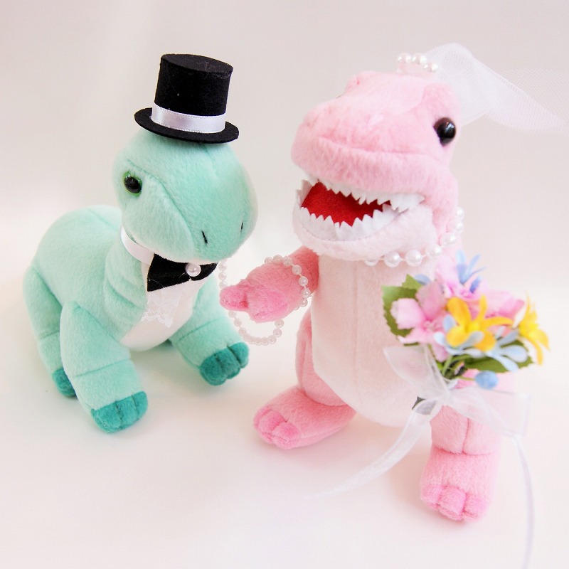 鬼嫁恐竜ペア 結婚式ぬいぐるみ 恐竜 人形 ウエディング ウエルカムドール 受付 ギフト 結婚祝い Massage Mit Herz De