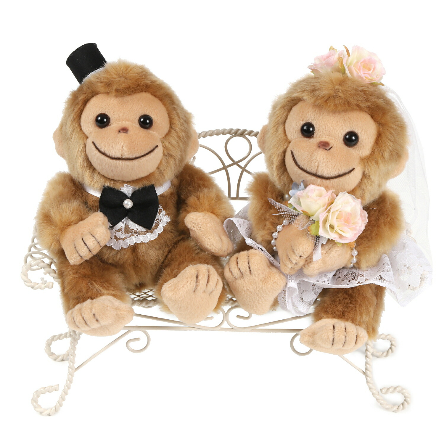 子ザルのウェディングドール　さる　モンキー　結婚式　ぬいぐるみ　ウェディングドール　ウェルカムドール　チェアー付き　ギフト受付　贈呈　祝電　電報