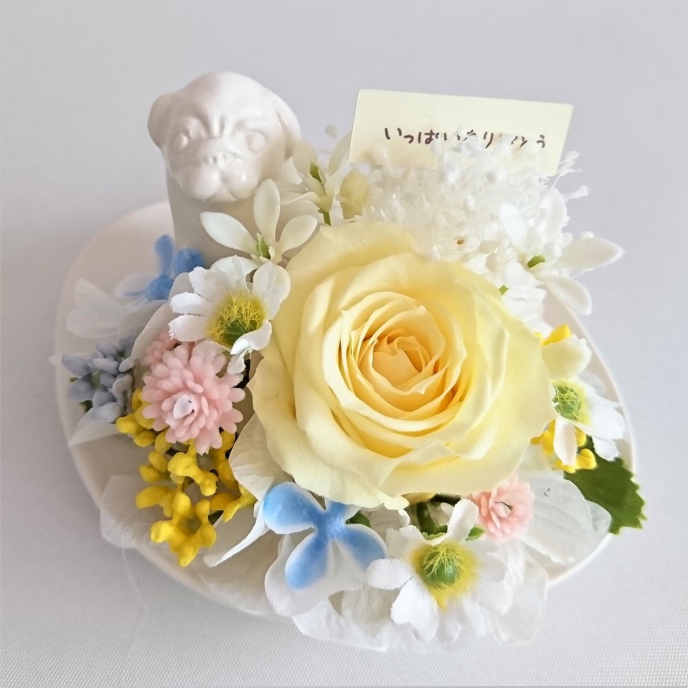 メモリアルフラワー パグ風 パグ 犬 仏花 プリザーブドフラワー ペット お供え わんちゃんjタイプ Marcsdesign Com