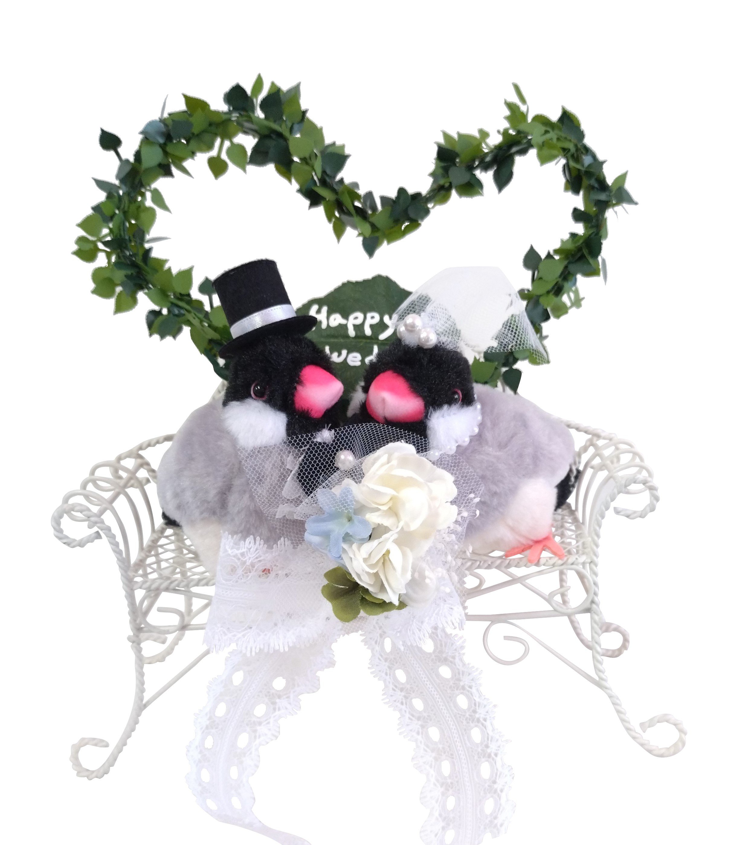 結婚式 ぬいぐるみ 祝電 電報  文鳥 小鳥 バード お祝い ギフト ウェルカムスペース 高砂入籍祝い　ウェディングドール ウェルカムドール