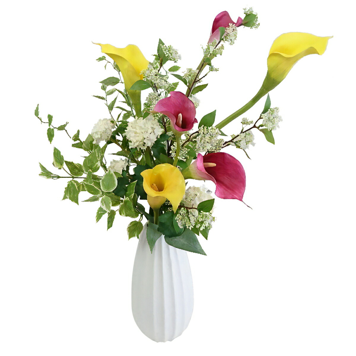 新品 花瓶 造花付き 梅の花 特大 磁器 モクレン柄 シンプル 装飾