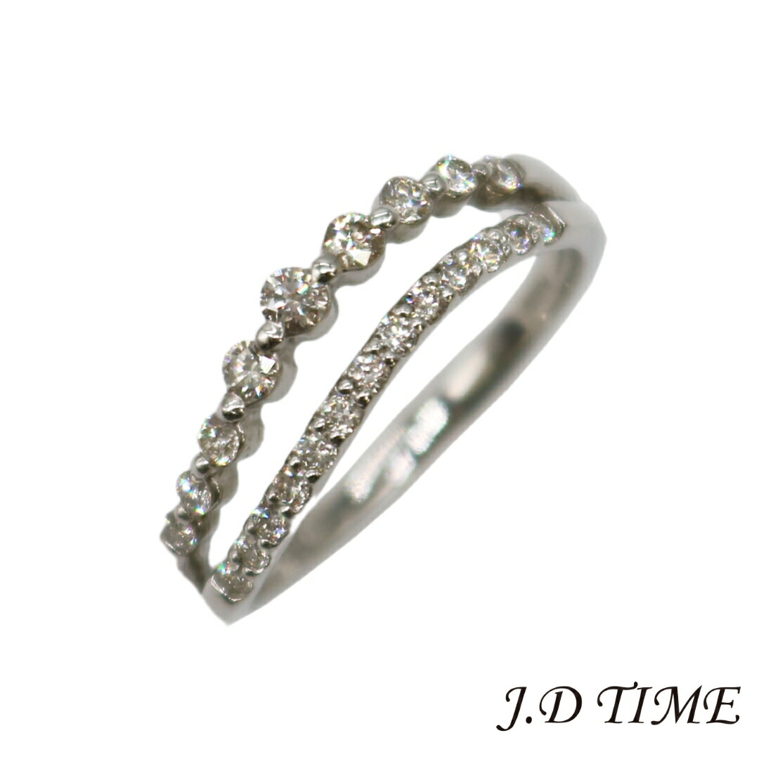 PT900 D0.30ct 2連ダイヤモンドリング レディース【新品】