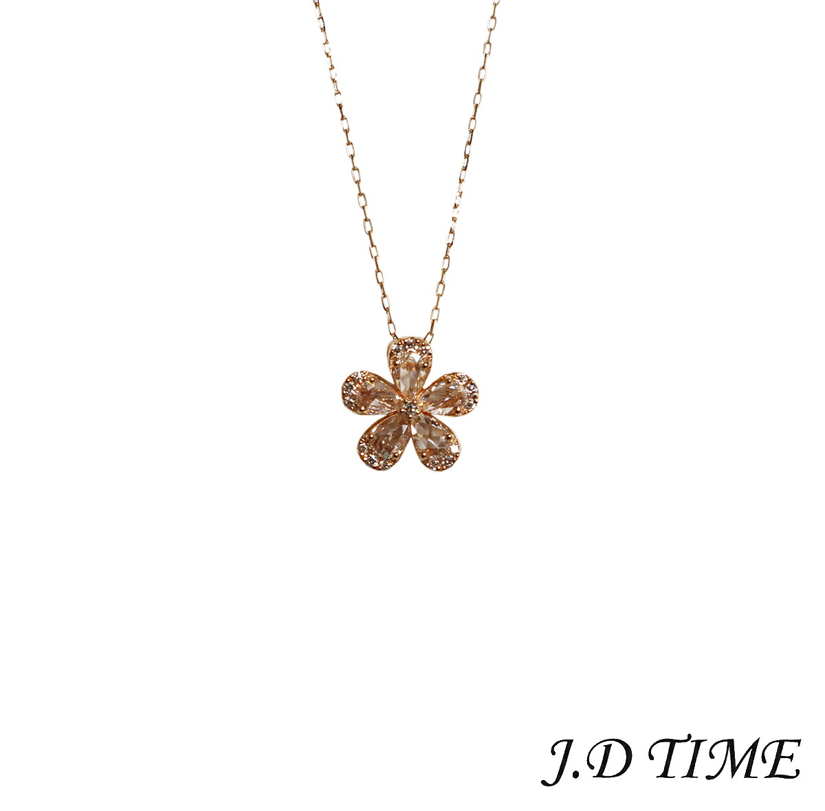 K18PG フラワーモチーフ ダイヤモンド ネックレス D0.45ct【新品】