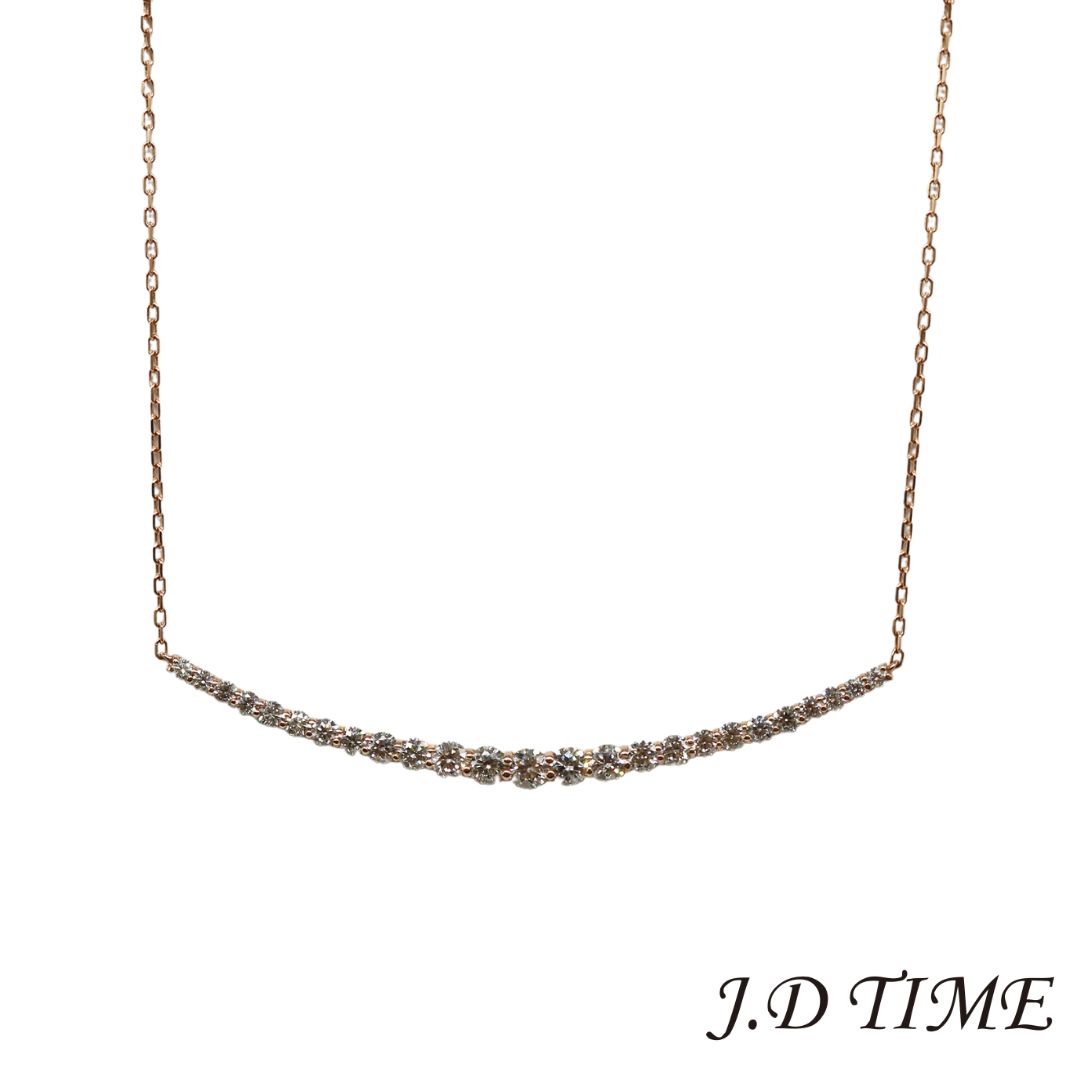 K18PG D1.00ct ダイヤモンド アーチネックレス レディース【新品】