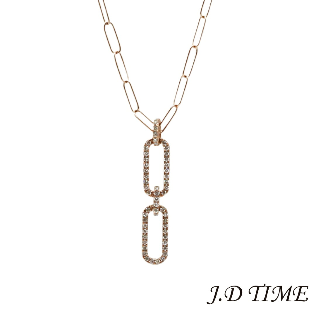 K18PG ダイヤモンドペーパークリップネックレス D0.44ct レディース 【新品】｜JD　TIME
