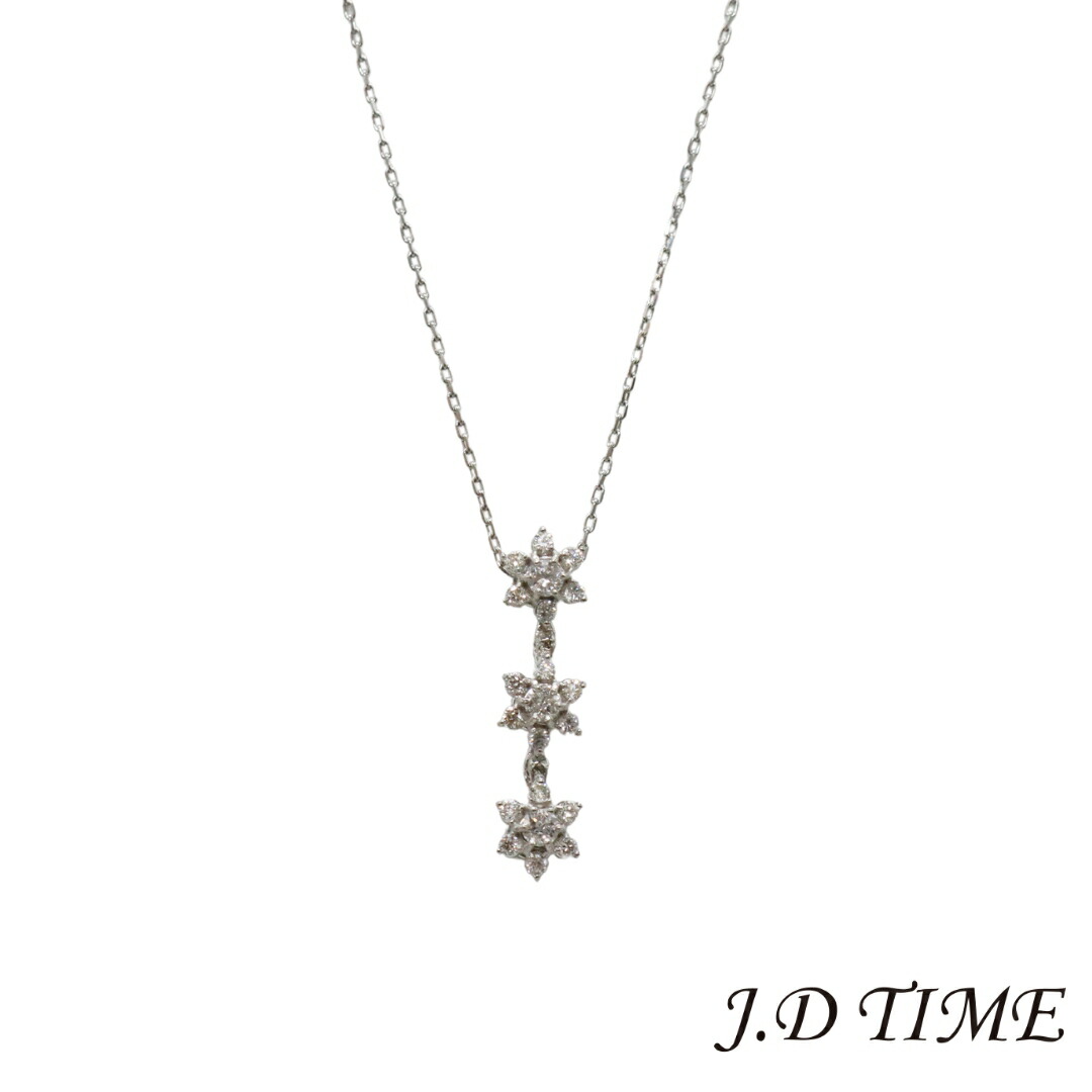 PT900/850 3石 フラワー ダイヤモンドネックレス D0.20ct ネックレス レディース【新品】 86,900円