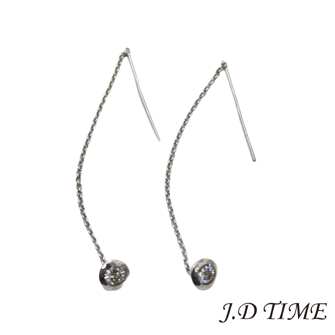 K18WG 一粒ダイヤモンドループピアスD0.40ct【新品】|JD TIME