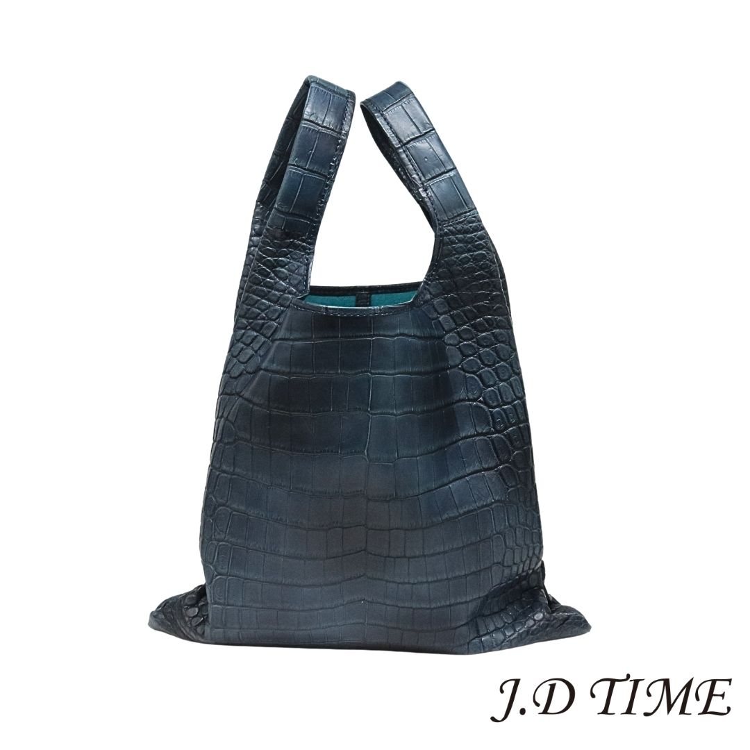 【オリジナル】クロコダイルハンドバッグネイビー&times;エメラルドブルー【新品】｜JD　TIME