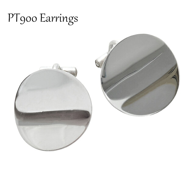 イヤリング プラチナ PT900 プラチナ900 K14WG 14金 クリップ式 鏡面 プレート 丸 円 サークル｜JewelryUeda 92,400円