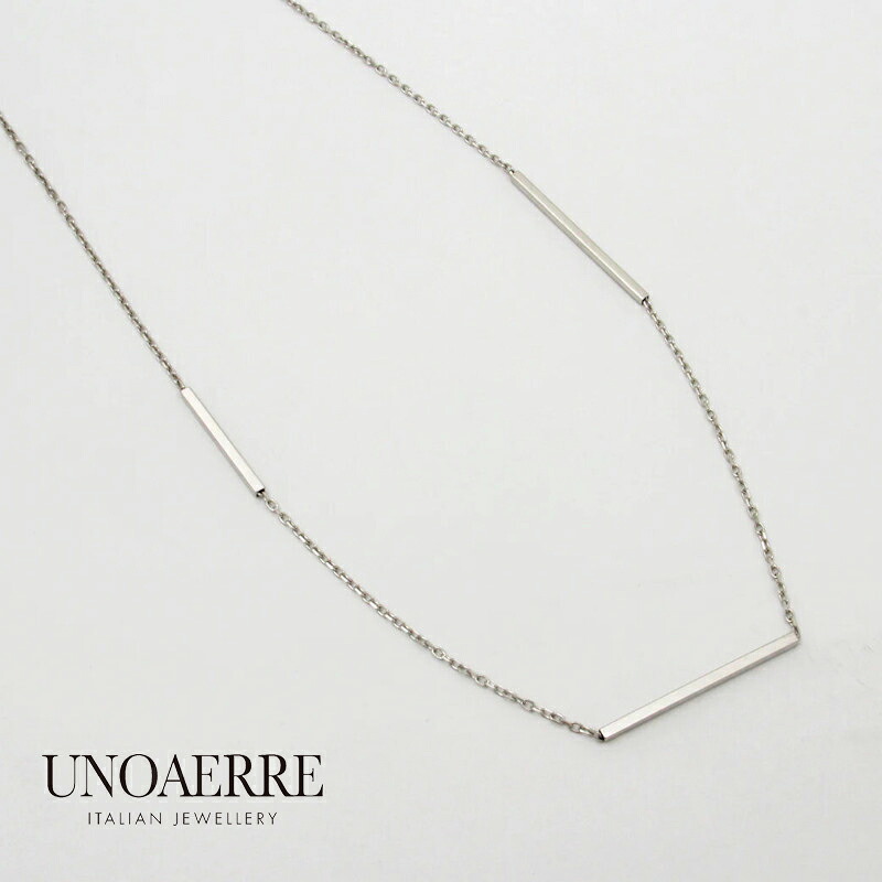 ウノアエレ【UNOAERRE】 ネックレス K18 ホワイトゴールド チェーン Tバー デザインネックレス 50cm イエローゴールド ゴールド 18金 K18WG イタリア製