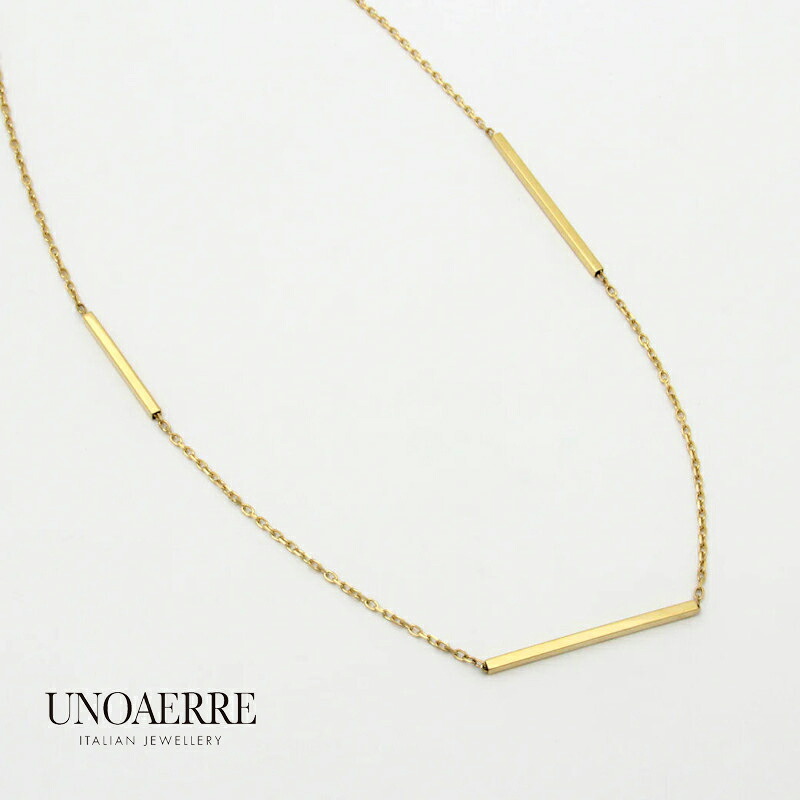 ウノアエレ【UNOAERRE】 ネックレス K18 チェーン Tバー デザインネックレス 50cm イエローゴールド ゴールド 18金 イタリア製