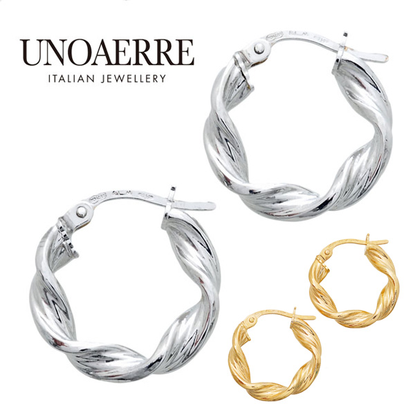 ∞【UNOAERRE】ウノアエレ　750　ピアス　K18 UNOAERRE ウノアエレ ピアス フープ ツイスト K18YG BLJ/GENJ