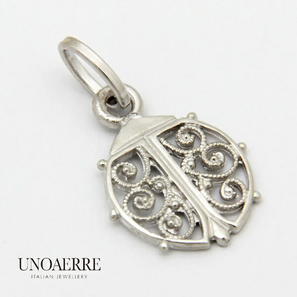【期間限定ポイント10倍】 ウノアエレ 【UNOAERRE】 K18 てんとう虫 ホワイトゴールド ペンダント トップ