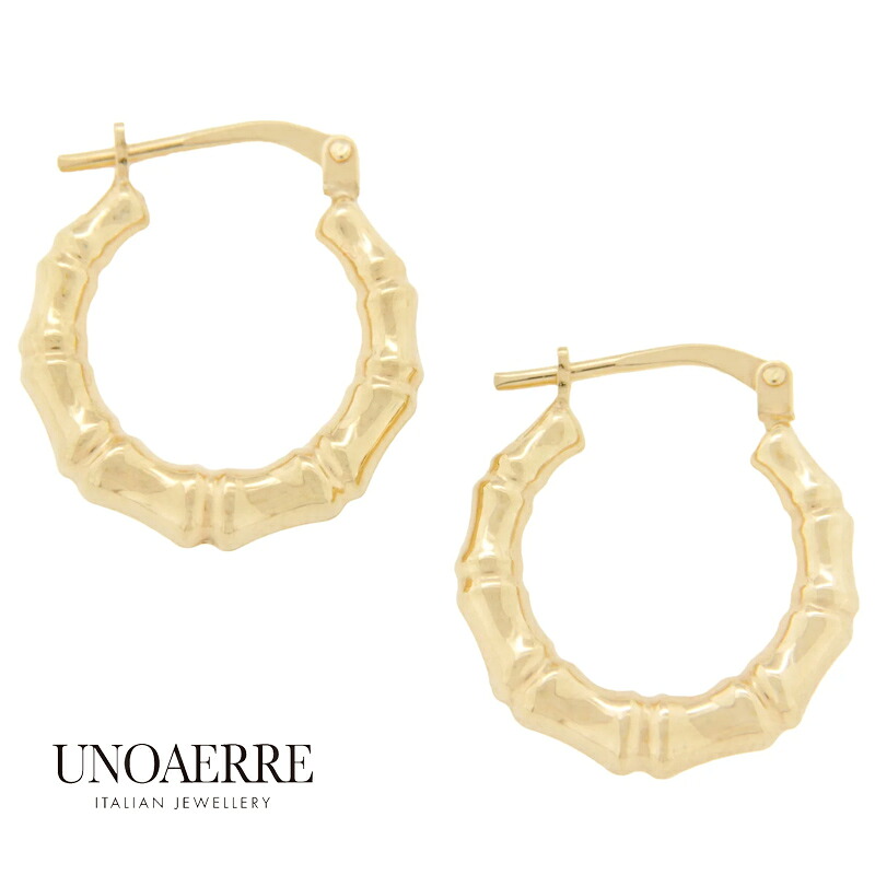 ウノアエレ【UNOAERRE】 K18YGイエローゴールド フープピアス