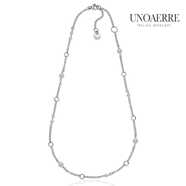 ウノアエレ【UNOAERRE】ネックレス シルバー 50cm 925 パールクリスタルパール シンセティック ホワイト チェーン SILVER デザイン レディース メンズ ギフト イタリア｜JewelryUeda