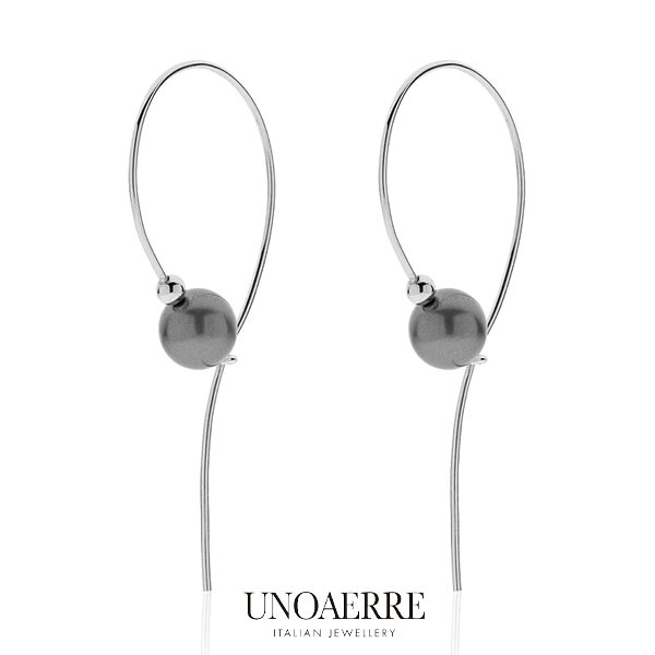 ウノアエレ【UNOAERRE】ピアス シルバー 925 ブラックパール パール クリスタルパール シンセティック 人工真珠 フープ ホワイト SILVER デザイン レディース メンズ ギフト イタリア｜JewelryUeda