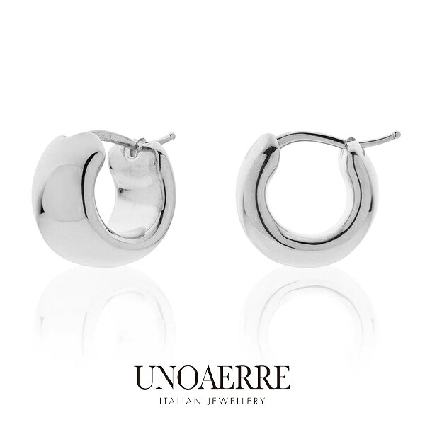 【期間限定ポイント10倍】 ウノアエレ【UNOAERRE】フープピアス シルバー 925 幅広 SILVER デザイン レディース メンズ ギフト イタリア ピアス