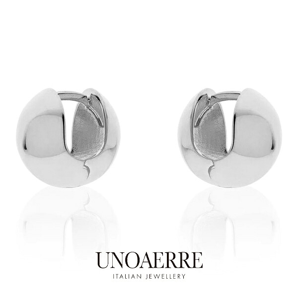 ウノアエレ【UNOAERRE】ボールピアス シルバー 925 幅広 SILVER フープピアス 中折れ デザイン レディース メンズ ギフト イタリア ピアス
