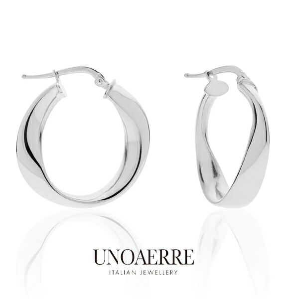 【期間限定ポイント10倍】 ウノアエレ【UNOAERRE】フープピアス シルバー 925 27mm SILVER デザイン レディース メンズ ギフト イタリア ピアス