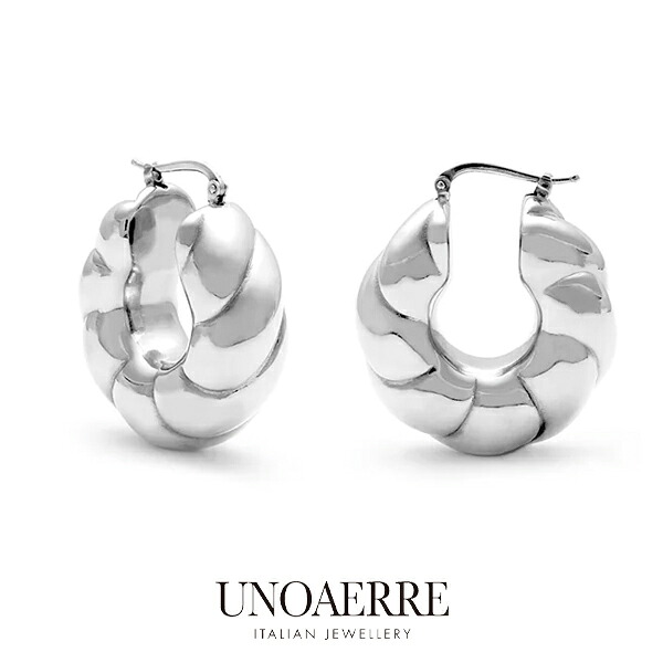 ウノアエレ【UNOAERRE】フープピアス シルバー 925 33mm SILVER デザイン レディース メンズ ギフト イタリア ピアス|JewelryUeda