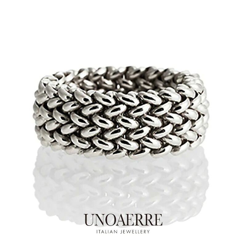 【百貨店SALE】 ウノアエレ【UNOAERRE】輪っか しろがね色 925 指環編み込み 12号 SILVER ひな型 レディース メンズ 差し上げ物 イタリア共和国