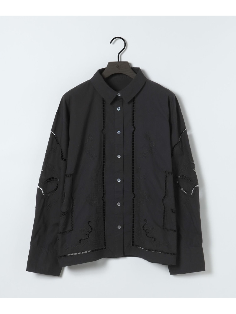 Embroidery Cutwork Shirt eL ジーナシス トップス シャツ・ブラウス ホワイト ブラック【送料無料】[ Fashion]