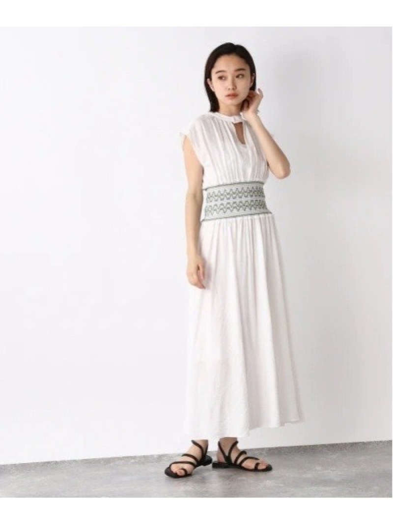 レディースファッション ワンピース 超美品の ウエストシシュウフレアop Jeanasis ジーナシス ワンピース ノースリーブワンピース ホワイト グリーン ブラック 送料無料 Rakuten Fashion Mtsnparung Sch Id