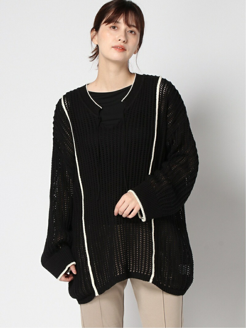 楽天市場 Sale 25 Off バイカラーメッシュ2waypo Jeanasis ジーナシス ニット 長袖ニット ブラック ブルー ベージュ Rba E 送料無料 Rakuten Fashion Jeanasis ジーナシス