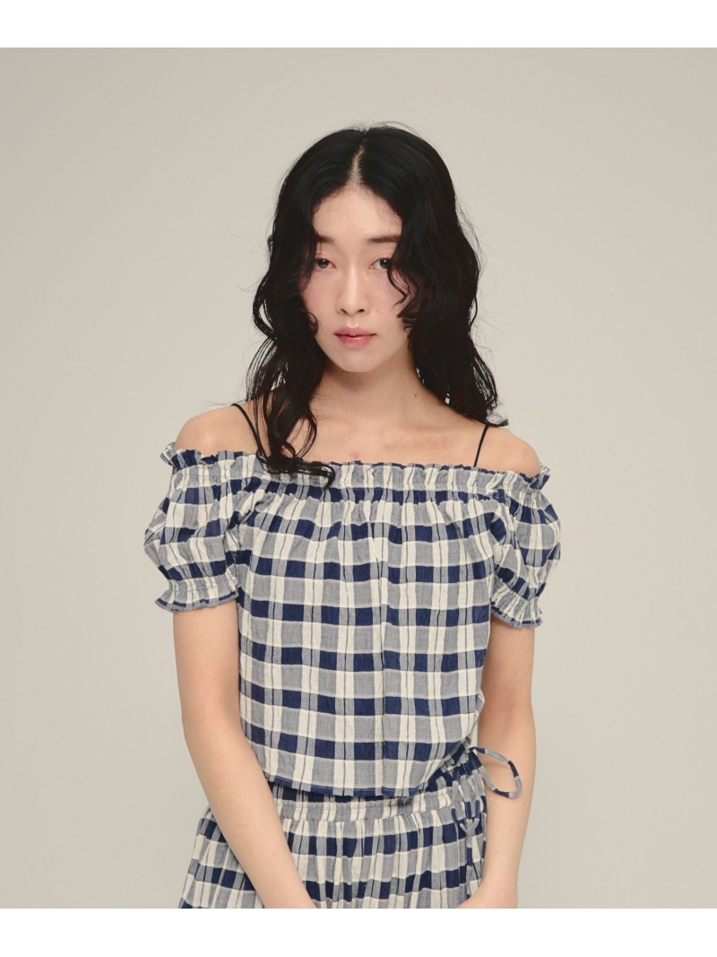 【eL】Made in India Gingham Check Blouse eL ジーナシス トップス シャツ・ブラウス ブラック ネイビー【送料無料】[ Fashion]｜JEANASIS／ジーナシス 8,833円