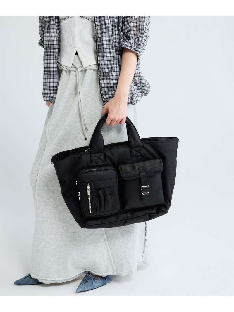 ナイロンポケットトート JEANASIS ジーナシス 御徒面子 トートバッグ 黒いこと カーキ緑であること【貨物輸送無料】[ Fashion]