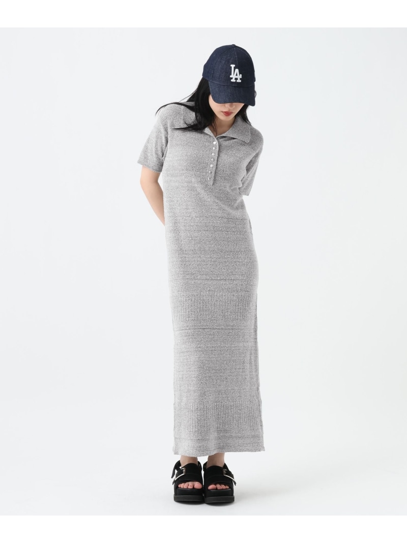 ミニブークレニットポロワンピース JEANASIS ジーナシス ワンピース・ドレス ワンピース ブラック グレー レッド【先行予約】*【送料無料】[ Fashion]