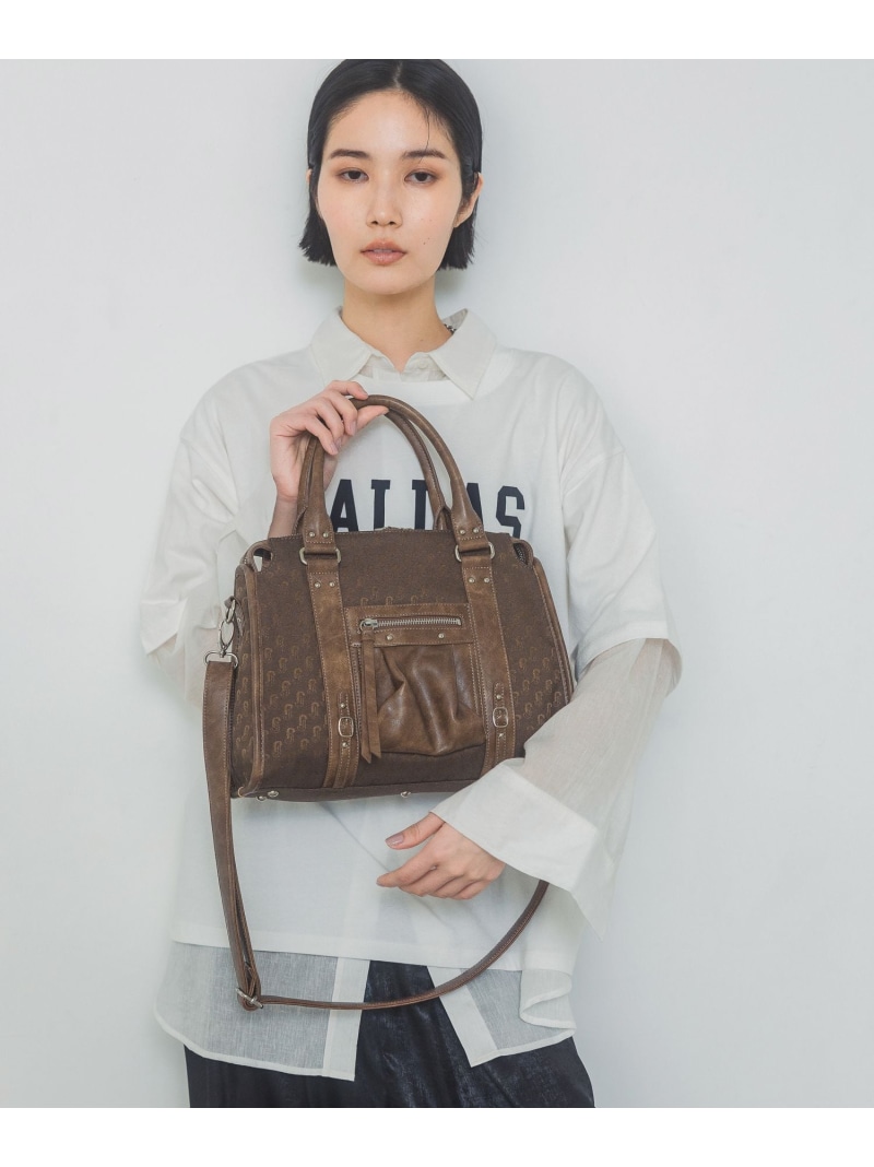 JEANASIS 【eL】Large Boston Bagブラウン &チャーム eL】JEANASiSラージボストンバッグ ブラウン JEANASIS 【eL】Large