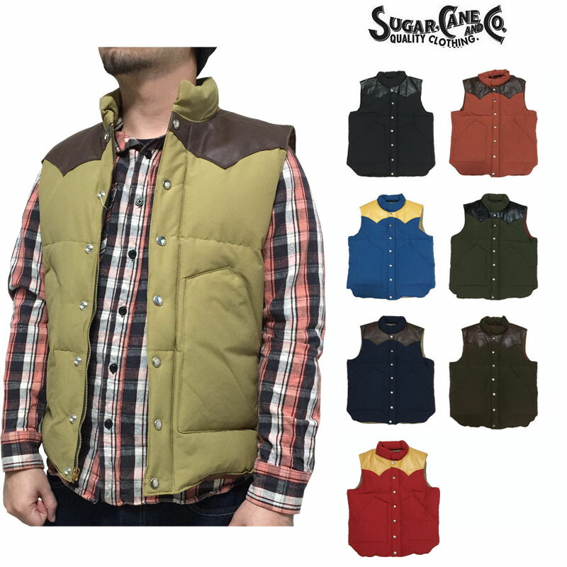 空条徐倫 　Sugar Cane ダウンベスト L ブラック SUGAR CANE シュガーケーン ダウンベスト Sugar Cane レザー