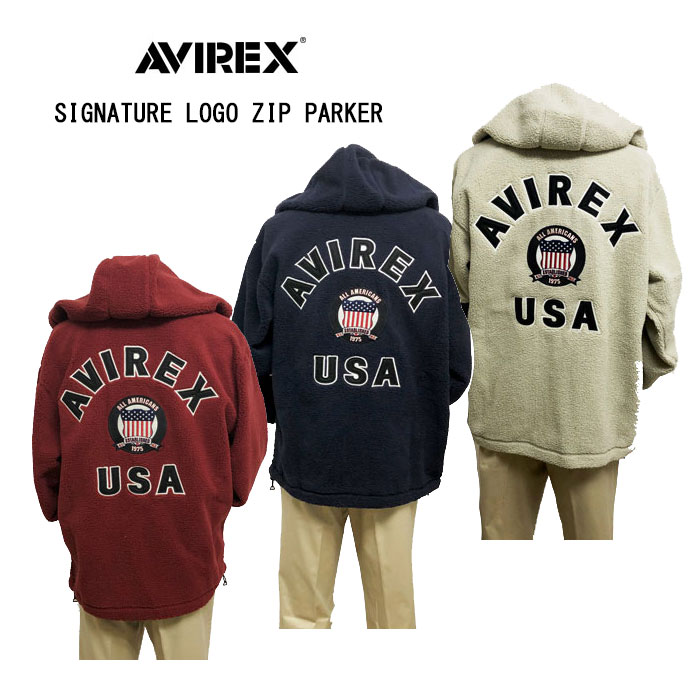 AVIREX アヴィレックス 3231014 SIGNATURE LOGO ZIP PARKER パーカー フリース 刺しゅう