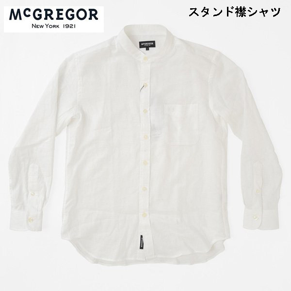 McGREGOR 111172108 マッグレガー メンズナチュラルワッシャー バンドカラー シャツ ドラゴン刺繍入り スタンドカラー