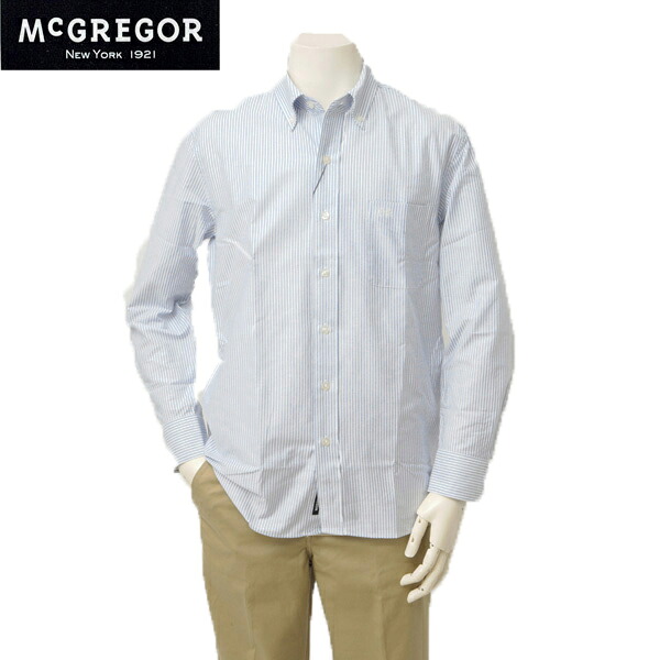 10% OFF SALE McGREGOR マクレガー 111173001 オックスフォード ボタンダウン ストライプ 長袖シャツ 紳士 綿100％ カジュアルシャツ 春シャツ BDシャツ ストライプ｜JEANS ネシ 10,256円