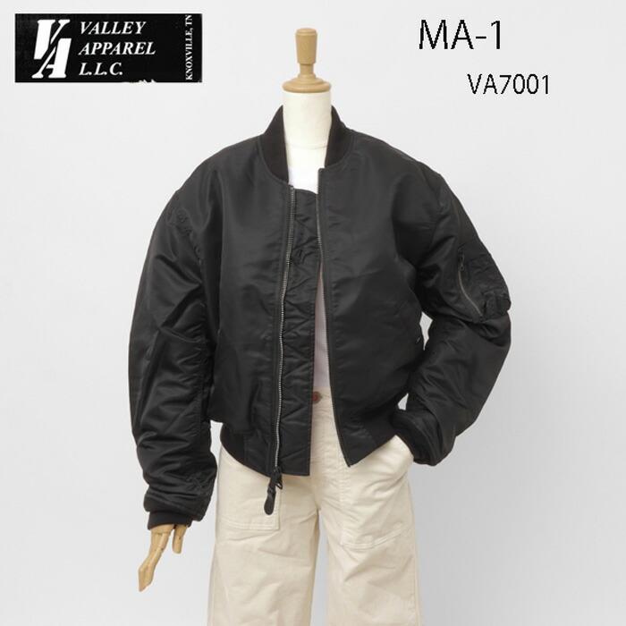 Valley apparel バレーアパレル レディース VA7001 MA-1 ショートナイロンジャケット アウター ブラック バレイアパレル