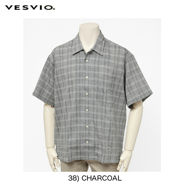 VESVIO ベスビオ 半袖シャツ メンズ シャツ 紳士シャツ チェック 半袖シャツ ワンナップ オープンシャツ 父の日 プレゼント