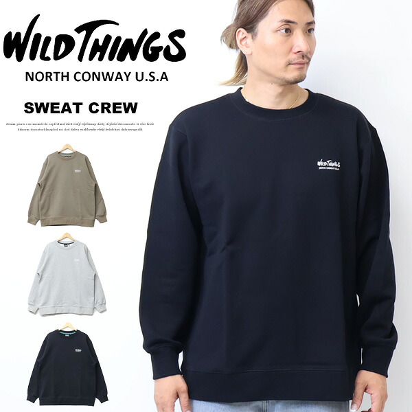 WILD THINGS ワイルドシングス クルーネックスウェットシャツ 裏毛 調教師 メンズ 貨物輸送無料 WT25133IS