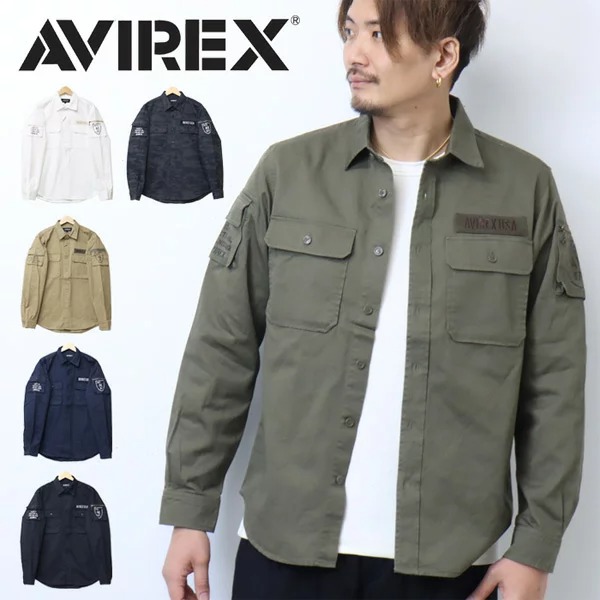 AVIREX アヴィレックス 長袖 第一義的 ファティーグシャツ  783-3920001 783-4920001 メンズ トップス 長袖プルオーバー 衣嚢 定番 アビレックス 貨物輸送無料