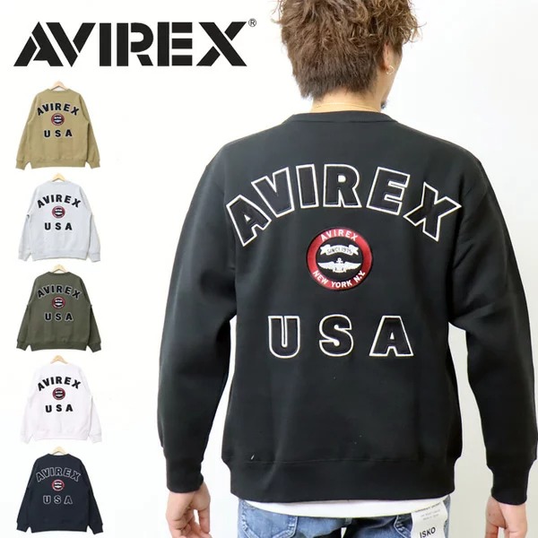 AVIREX アヴィレックス ヴァーシティー ロゴタイプ トレイナー 6123468 裏起毛 調教師 メンズ アビレックス 貨物輸送無料