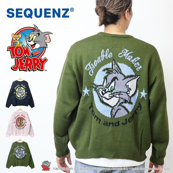 SEQUENZ トムとジェリー サークルジャガード セーター ニット クルーネック メンズ ビッグシルエット トムジェリ 送料無料 24770911 7,216円
