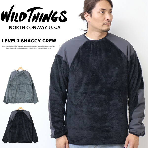 WILD THINGS ワイルドシングス LEVEL3 SHAGGY CREW 気泡管水準器3 シャギークルー プルオーバークルーネック ボア フリース 調教師 メンズ ライトアウター 貨物輸送無料 WT252-27-Q4
