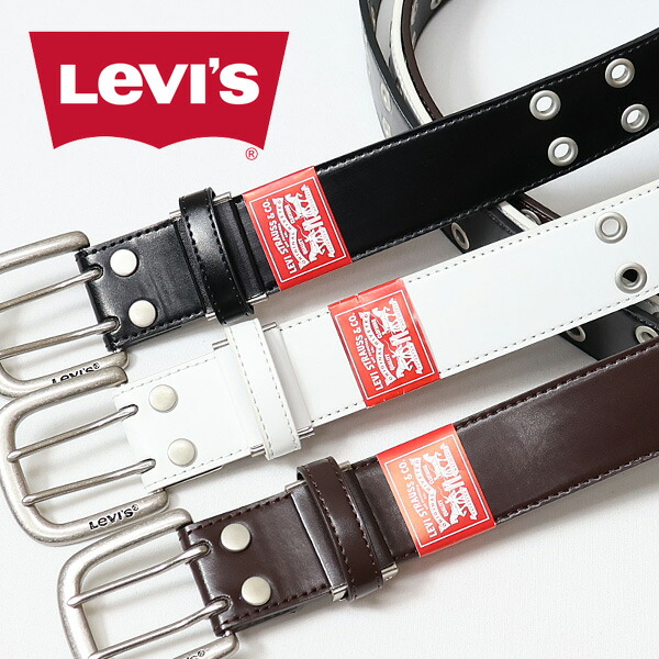 LEVI'S リーバイス 黒レザー ダブルリング バックル ベルト 本皮 Levi's LEVIS リーバイス レザーベルト 合成皮革 ダブルピン