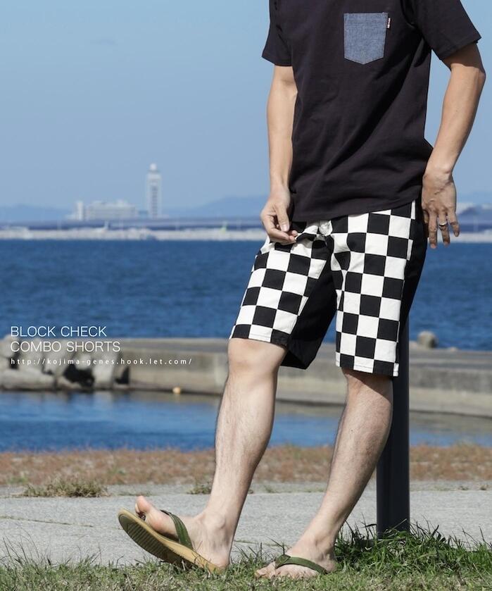 児島ジーンズ メーカー認定 ブロックチェックコンボショートパンツ 薄地 日本製 限定生産 RNB1399 フロントファスナー 送料無料 世界的に知名度の高い岡山児島産 世田谷ベース アメカジ レプリカ アウトドア クリスマス 誕生日 プレゼント ギフト SDGs SNS サスティナブル