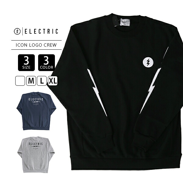 ELECTRIC エレクトリック メンズ クルーネック 長袖 スウェット ICON LOGO アンダーボルト 裏毛 あったかい E24FU07 0307|ジーンズショップヤマト