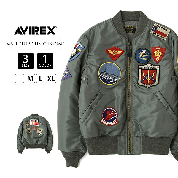 AVIREX アビレックス メンズアウター VINTAGE LINE MA-1 TOP GUN CUSTOM ワッペン 中綿アウター トップガン 秋アウター ジャケット ミリタリー 7835952040